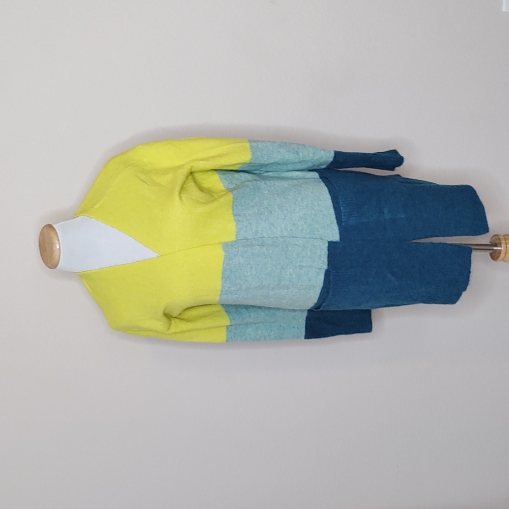 A new day Teal, yellow, and blue extra small